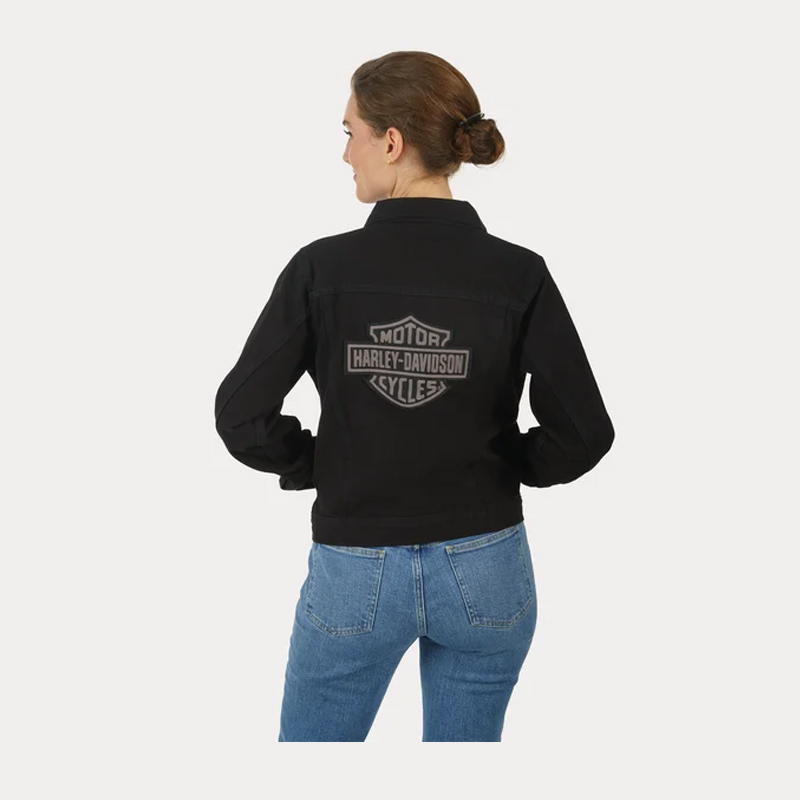 Women's Essential Bar & Shield Denim Jacket - Black Denim