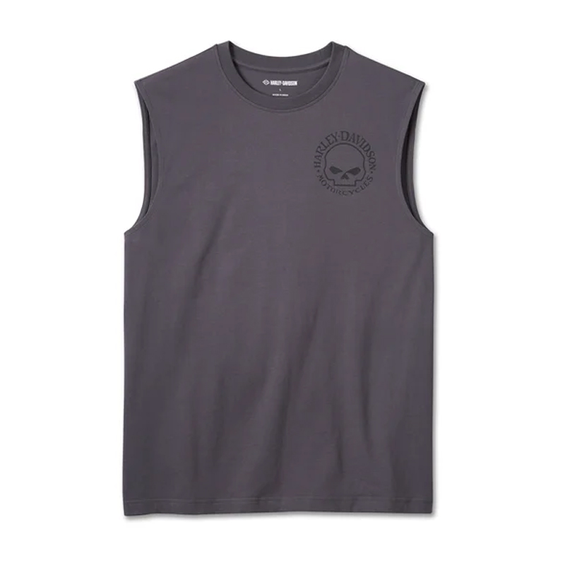 Men's Willie G Skull Muscle Tee - Blackened Pearl
