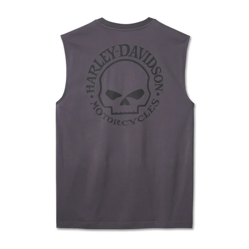 Men's Willie G Skull Muscle Tee - Blackened Pearl