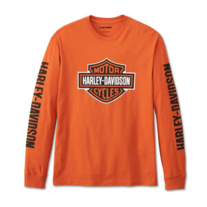 Men's Bar & Shield Long Sleeve Tee - Vintage Orange