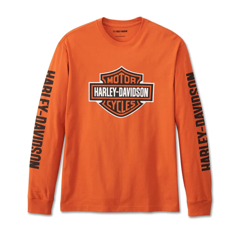 Men's Bar & Shield Long Sleeve Tee - Vintage Orange
