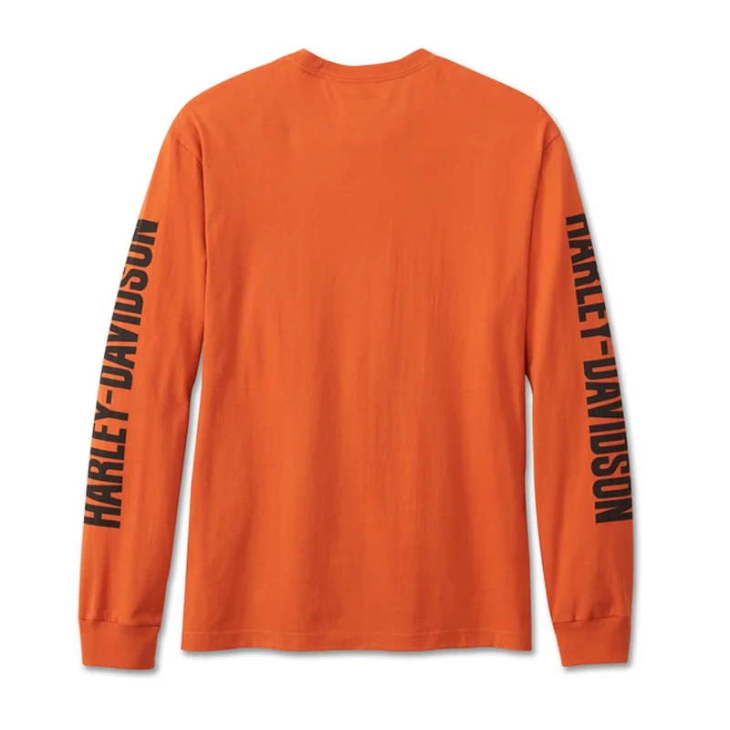 Men's Bar & Shield Long Sleeve Tee - Vintage Orange