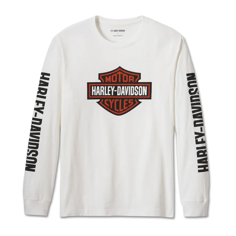 Men's Bar & Shield Long Sleeve Tee - White
