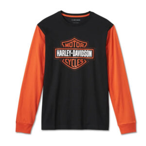 Mens Bar & Shield Long Sleeve Colorblocked Raglan Tee