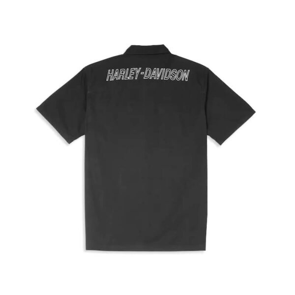Men’s Block Font Solid Short Sleeve Mechanics Shirt