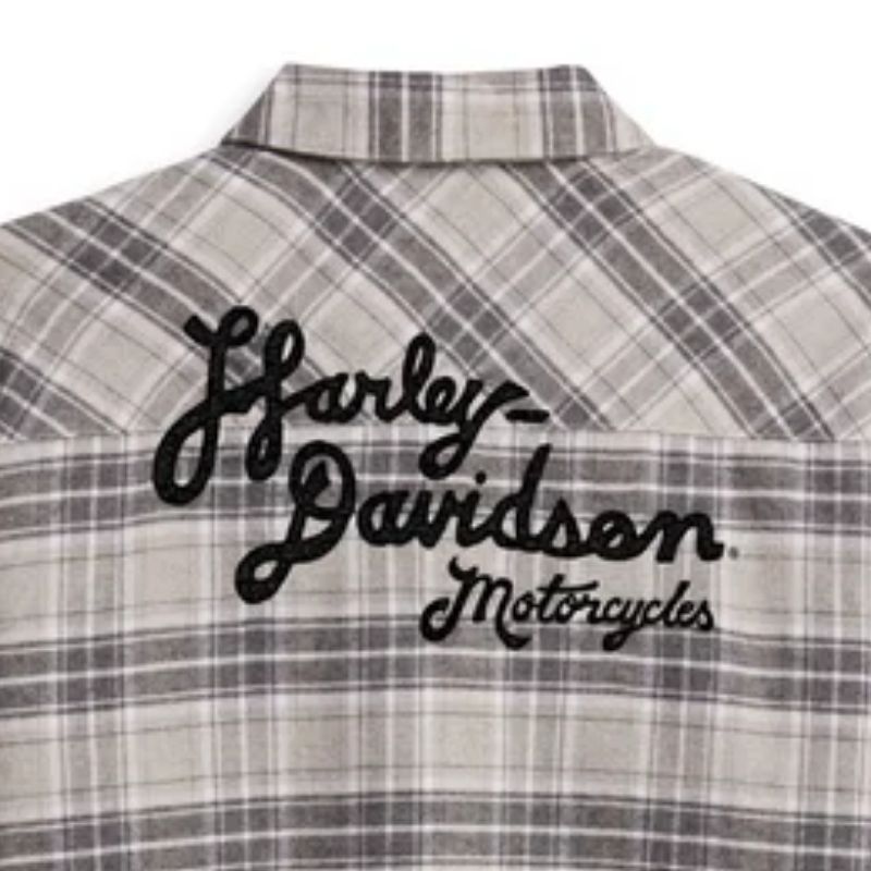 Women's Retro Script Font Flannel Shirt - YD Plaid