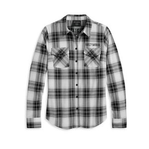 Women's Retro Winged Flannel Shirt - YD Plaid - Black Beauty