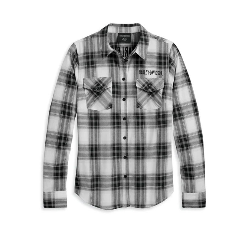 Women's Retro Winged Flannel Shirt - YD Plaid - Black Beauty