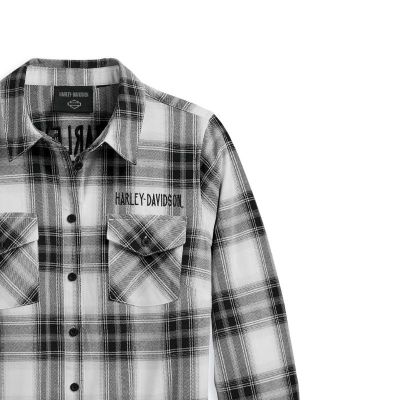 Women's Retro Winged Flannel Shirt - YD Plaid - Black Beauty