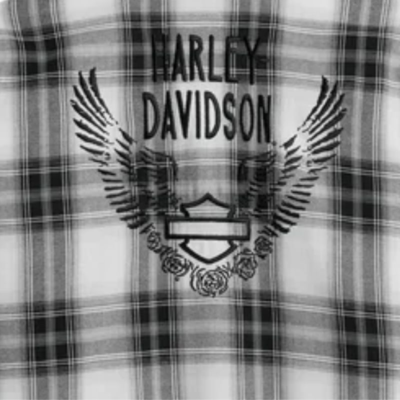 Women's Retro Winged Flannel Shirt - YD Plaid - Black Beauty