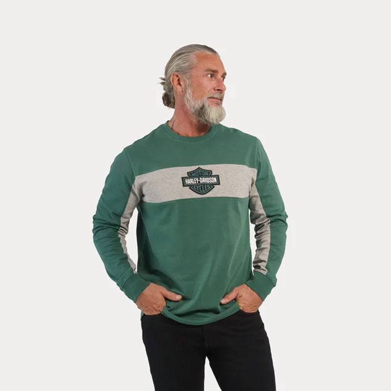 Men's Racing Bar & Shield Tee - Colorblocked- Bistro Green