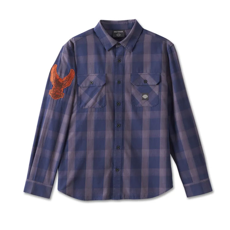 Men's Motorbreath Long Sleeve Shirt - Blue Plaid