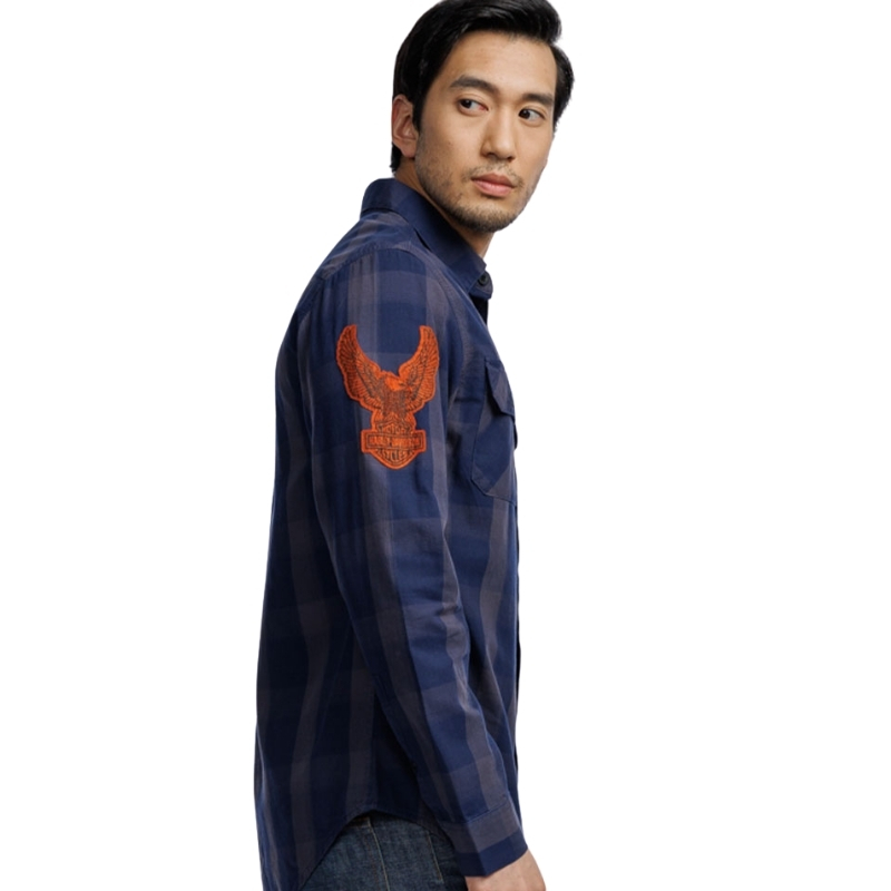 Men's Motorbreath Long Sleeve Shirt - Blue Plaid