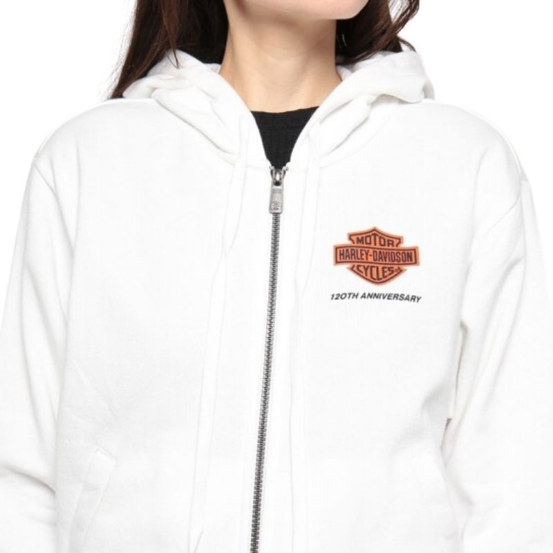 Women's 120th Anniversary Zip Front Hoodie Bright White
