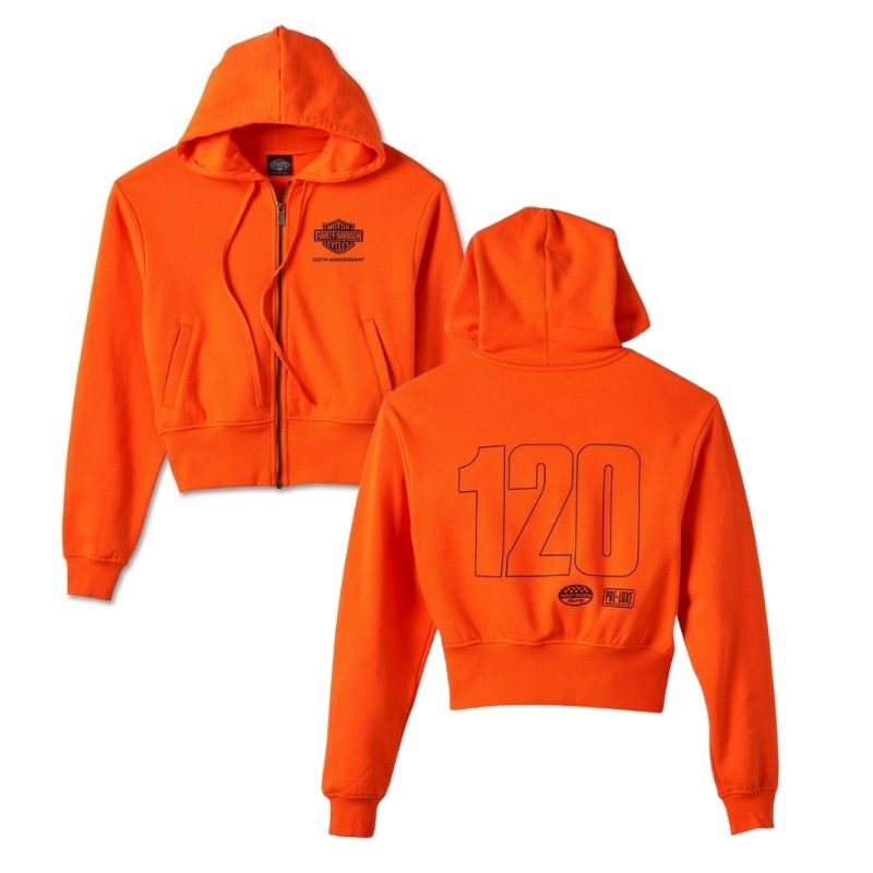 Women's 120th Anniversary Zip Front Hoodie Orange