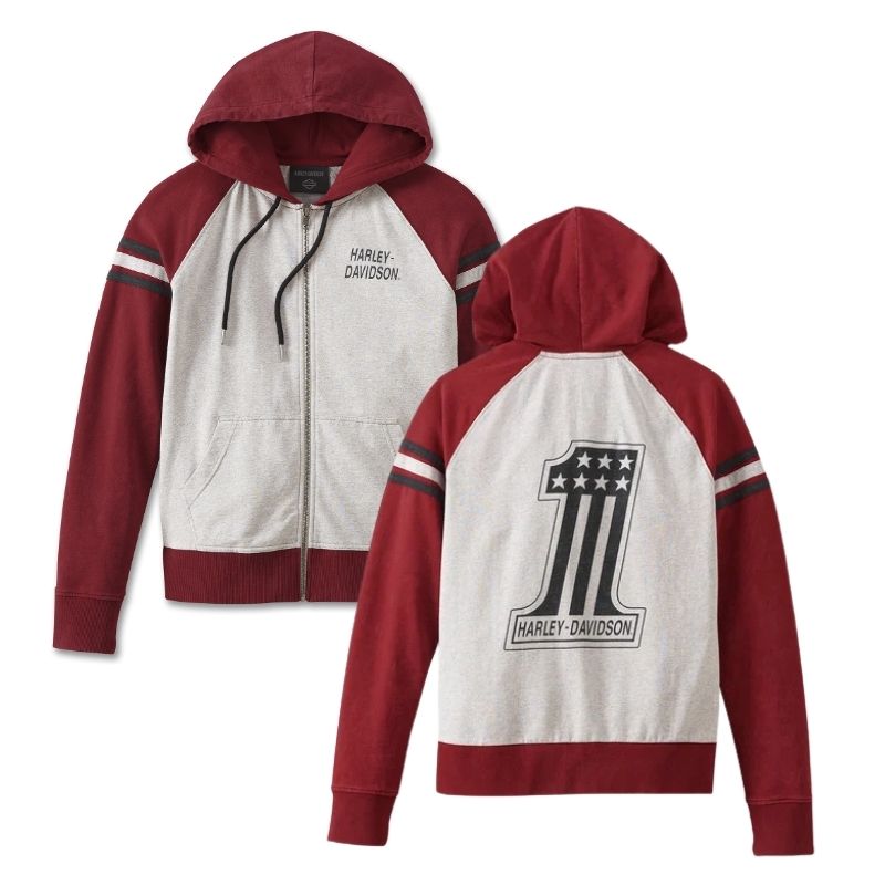 Women's Special Liberty Zip Front Hoodie - Colorblocked - Winery