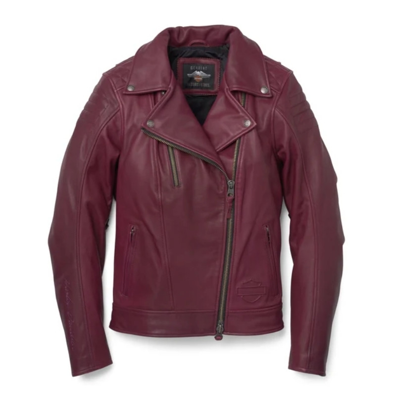 Women's Bezel Biker Collar Leather Jacket