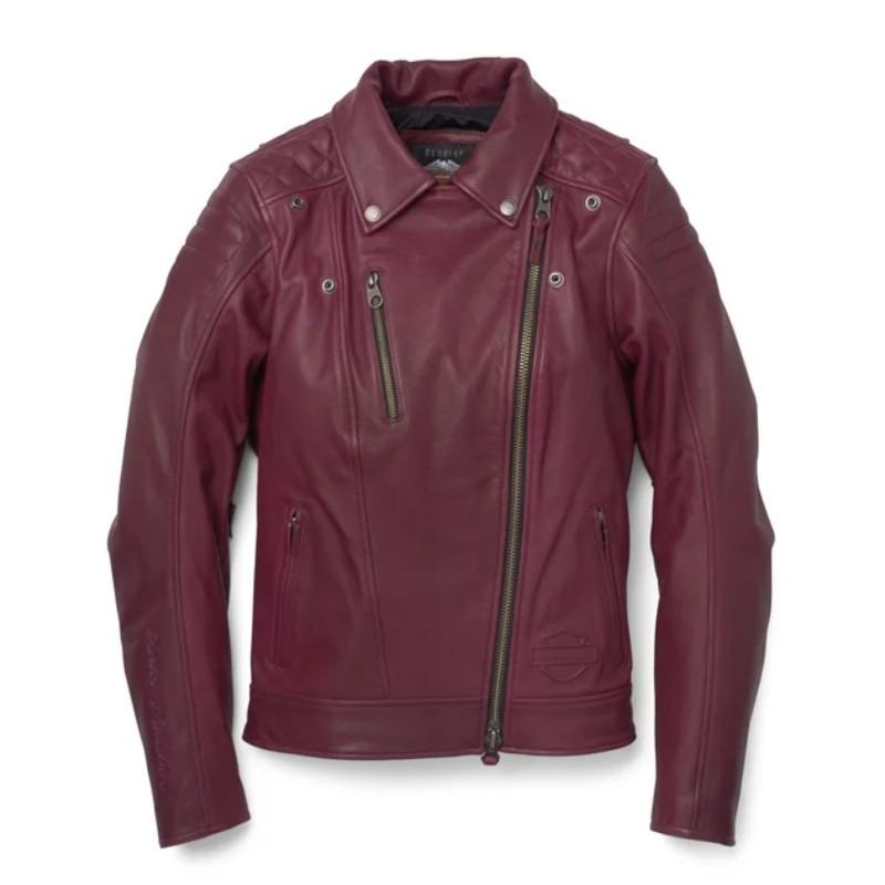 Women's Bezel Biker Collar Leather Jacket