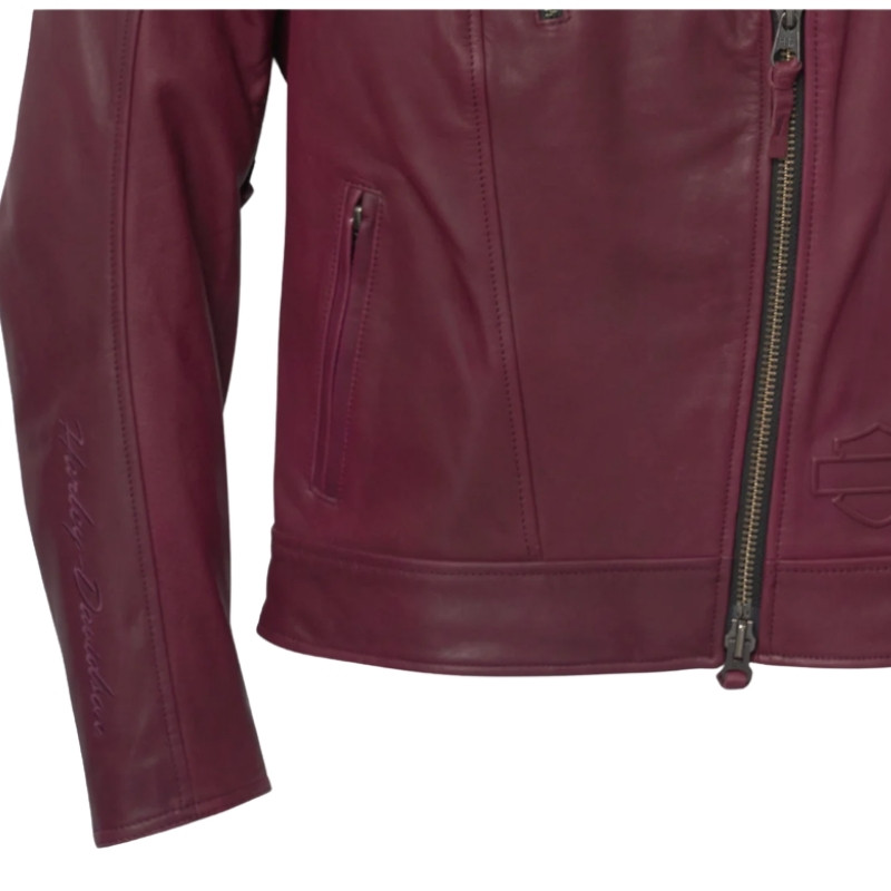 Women's Bezel Biker Collar Leather Jacket