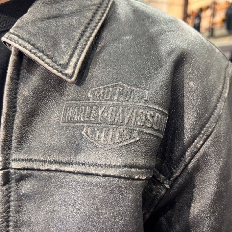 Men's Gas & Oil Leather Jacket - Washed Black