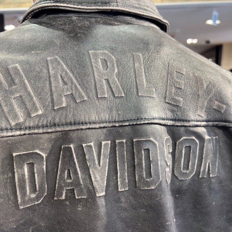 Men's Gas & Oil Leather Jacket - Washed Black