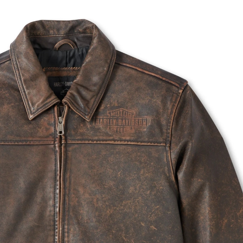 Men's Gas & Oil Leather Jacket - Brown Leather