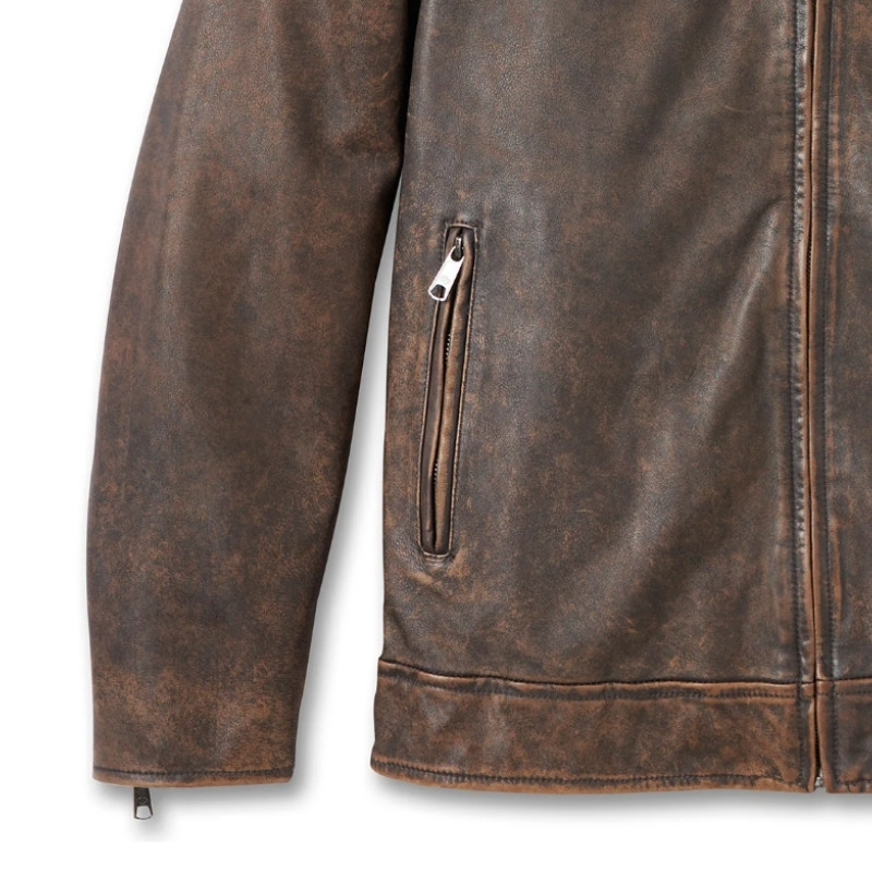 Men's Gas & Oil Leather Jacket - Brown Leather