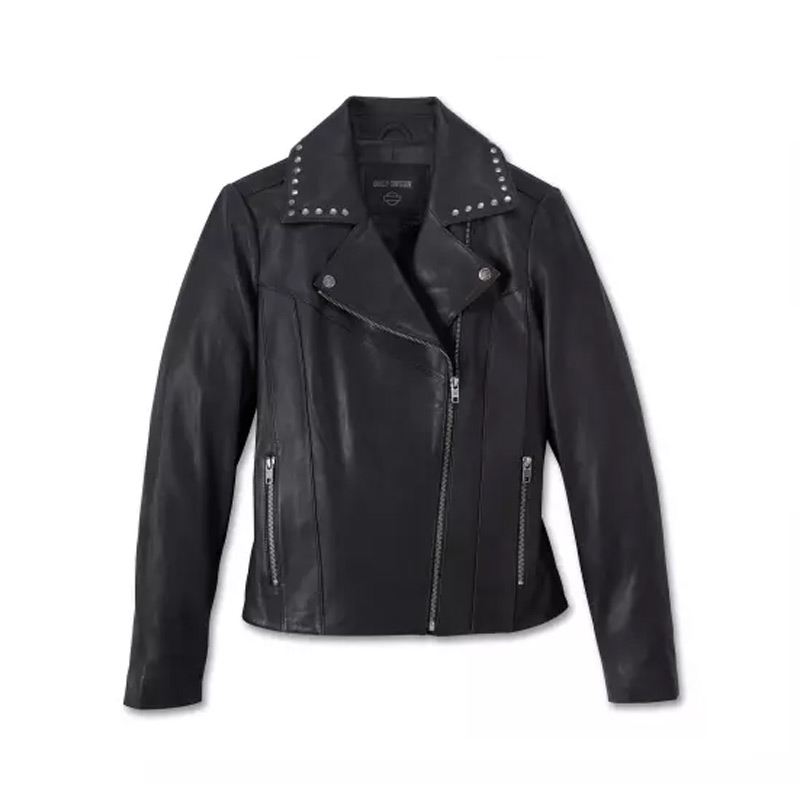 Women's Classic Eagle Studded Leather Jacket