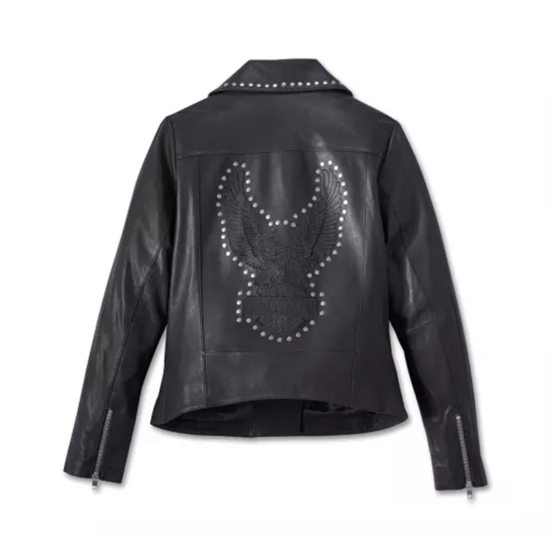 Women's Classic Eagle Studded Leather Jacket