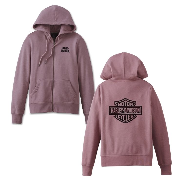 Women's Special Bar and Shield Zip Front Hoodie - Grape Shake Heather