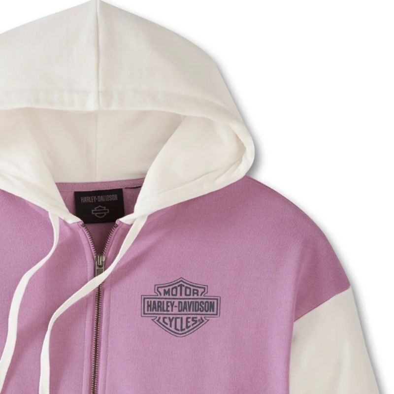 Women's Special Racer Front Zip Front Hoodie - Colorblocked - Lavender Herb