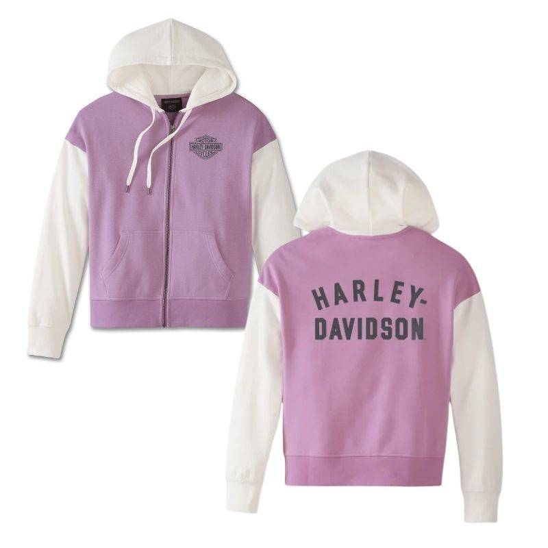 Women's Special Racer Front Zip Front Hoodie - Colorblocked - Lavender Herb