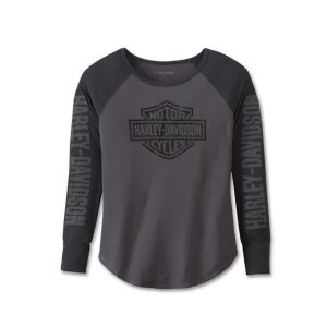 Women's Authentic Bar & Shield Rib-Knit Top - Colorblocked - Blackened Pearl
