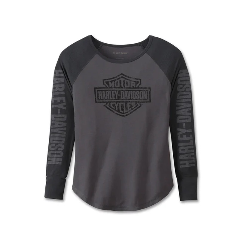 Women's Authentic Bar & Shield Rib-Knit Top - Colorblocked - Blackened Pearl