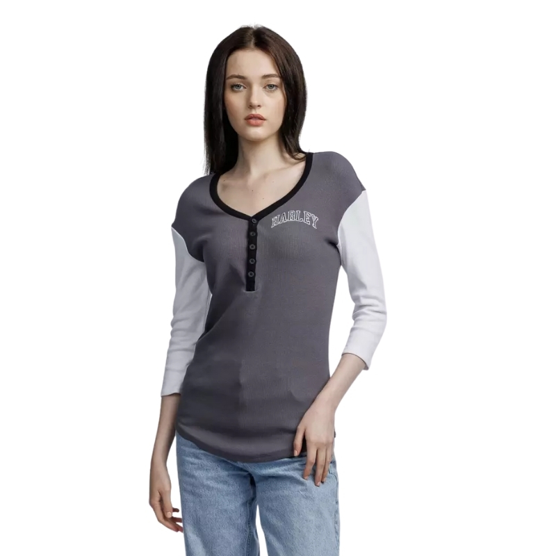 Women's Pride Contrast Henley - Colorblocked - Blackened Pearl