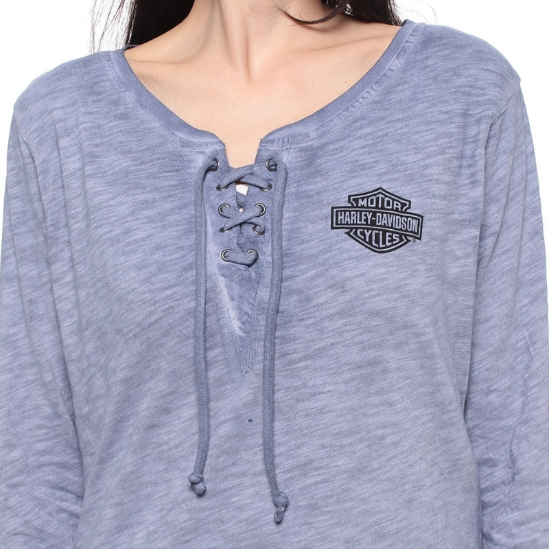 Women's Throttle Lace-Up Knit Top - Colony Blue