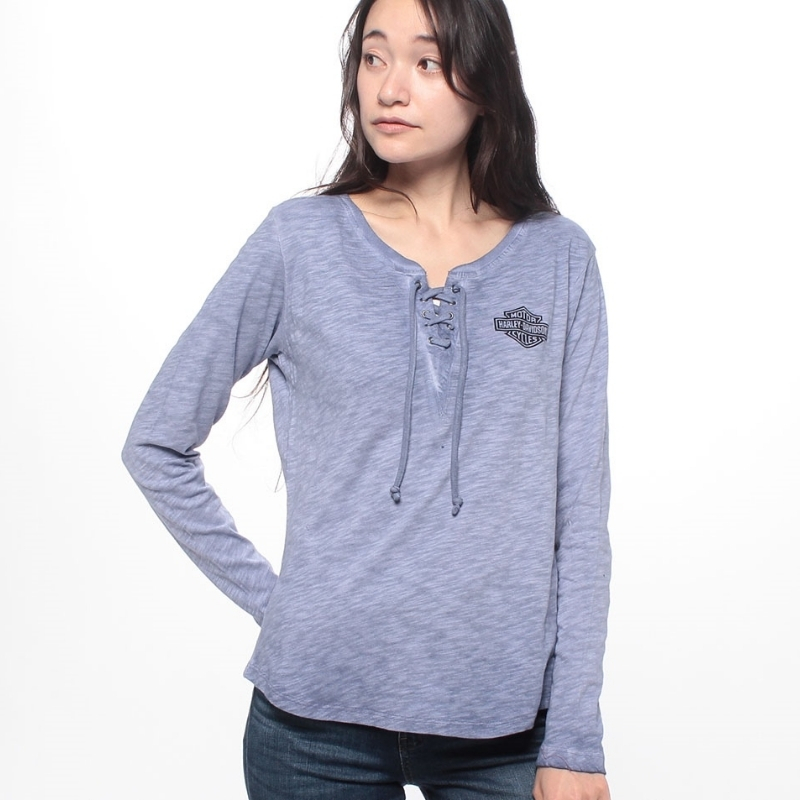 Women's Throttle Lace-Up Knit Top - Colony Blue