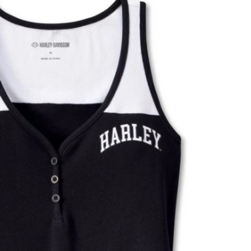 Women's Star Spangled Banner Henley Tank - Colorblocked - Black Beauty