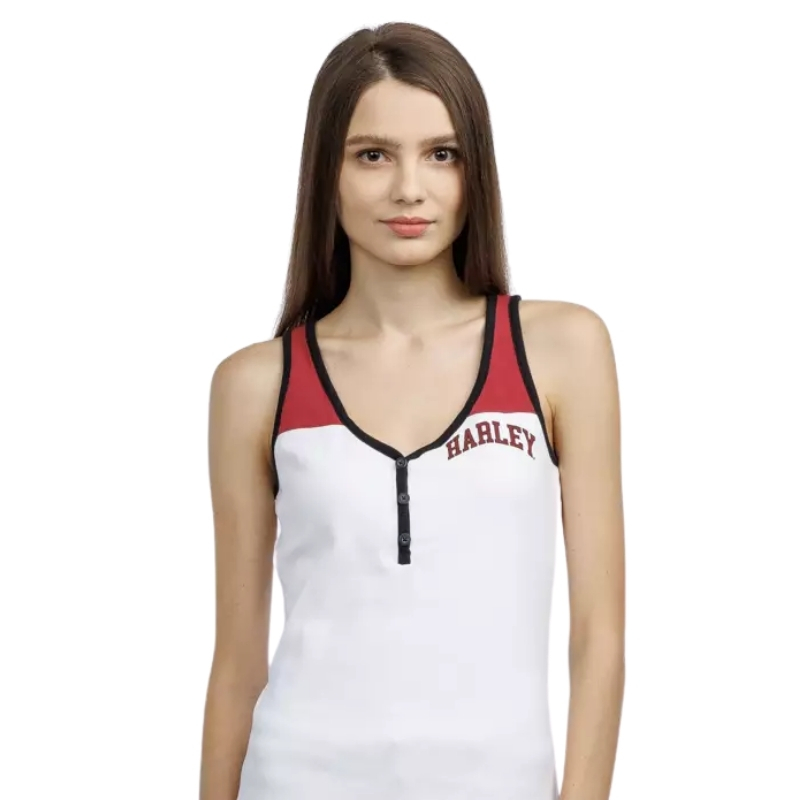 Women's Star Spangled Banner Henley Tank - Colorblocked - Bright White
