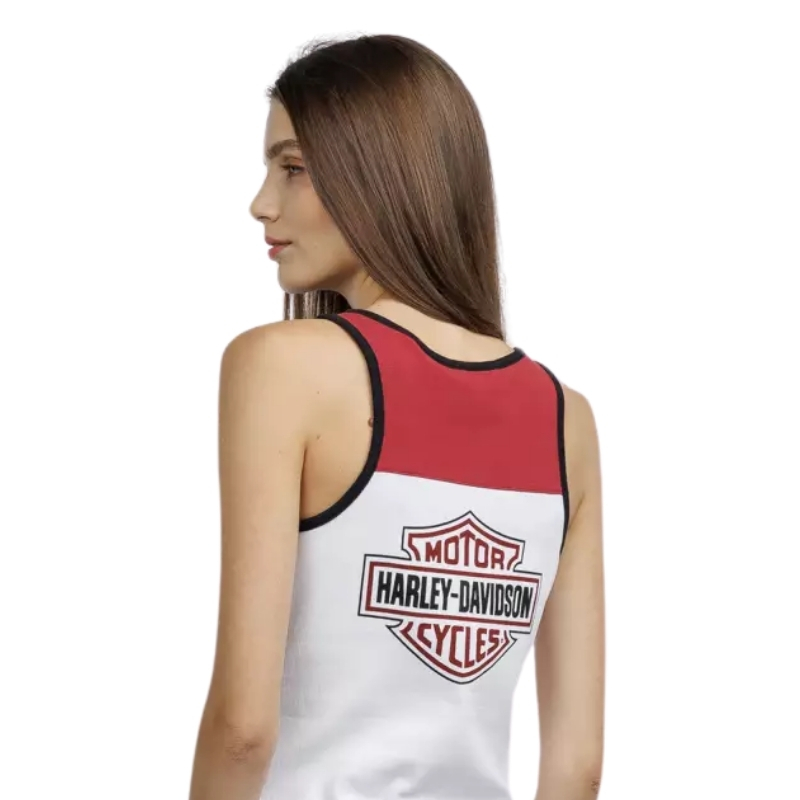 Women's Star Spangled Banner Henley Tank - Colorblocked - Bright White