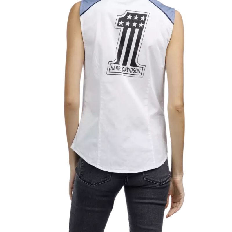 Women's Liberty Sleeveless Zip Front Shirt - Colorblocked - Bright White