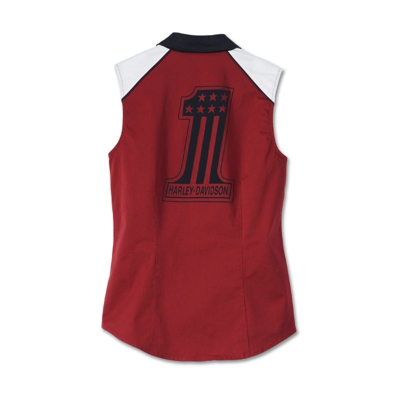 Women's Liberty Sleeveless Zip Front Shirt - Colorblocked - Winery