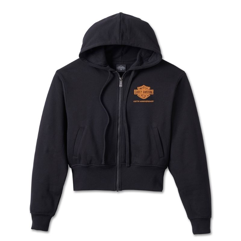 Women's 120th Anniversary Zip Front Hoodie Black