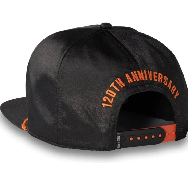 120th Anniversary Men's Racing Flag Eagle Snapback Hat, Black