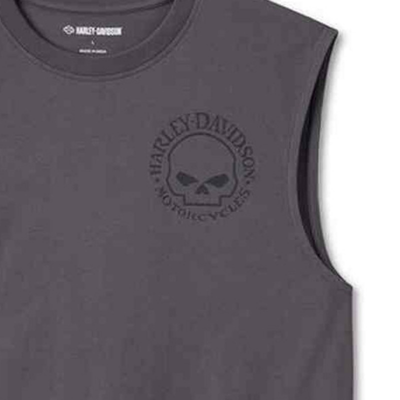Men's Willie G Skull Muscle Tee - Blackened Pearl