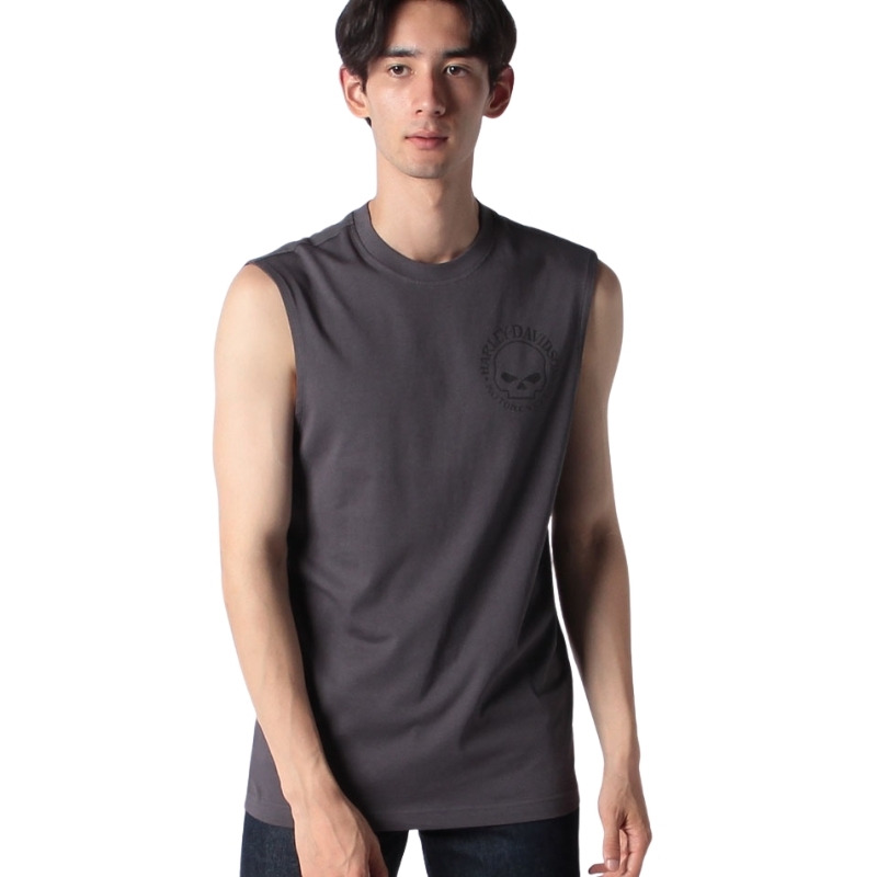 Men's Willie G Skull Muscle Tee - Blackened Pearl