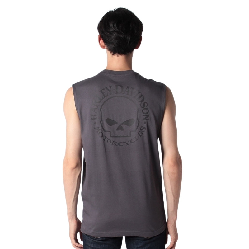 Men's Willie G Skull Muscle Tee - Blackened Pearl