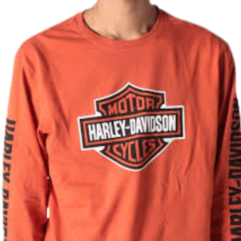 Men's Bar & Shield Long Sleeve Tee - Vintage Orange