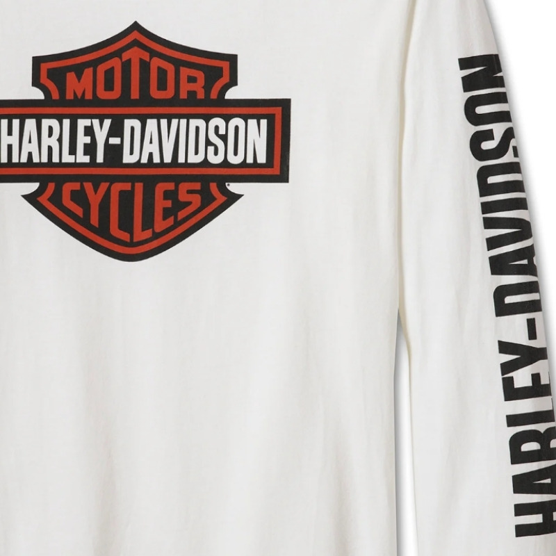Men's Bar & Shield Long Sleeve Tee - White