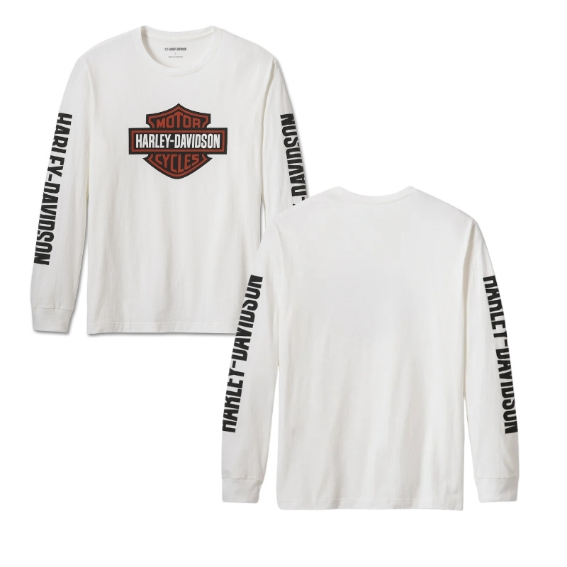 Men's Bar & Shield Long Sleeve Tee - White